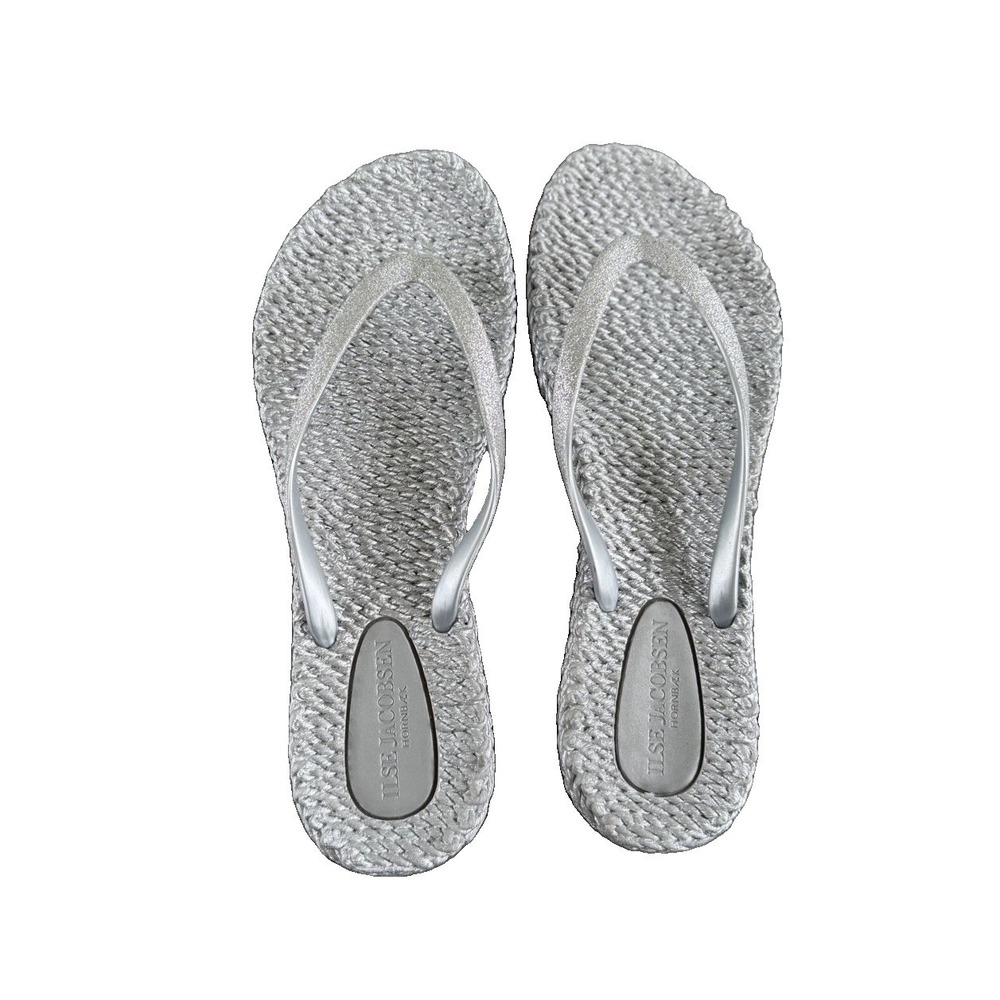 Ilse Jacobsen Cheerful Flip Flops with Glitter in silver Women's 9 EUC